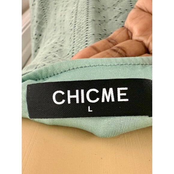 Strapless Teal Green Maxi Dress Ruched Front Eyelet Lace Detail CHICME Brand Siz - Picture 5 of 6